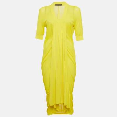 Pre-owned Alexander Mcqueen Yellow Stretch Knit Playsuit L