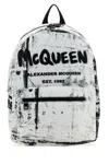 Alexander Mcqueen Fold-print Jacquard Canvas Backpack In Blackwhite