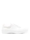 Alexander Mcqueen Logo Embossed Platform Sole Canvas Sneakers In White