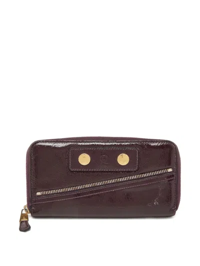 Pre-owned Alexander Mcqueen Zip-around Leather Wallet In Purple