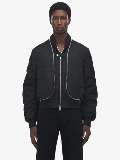 Alexander Mcqueen Zip Detail Cropped Bomber Jacket In Black