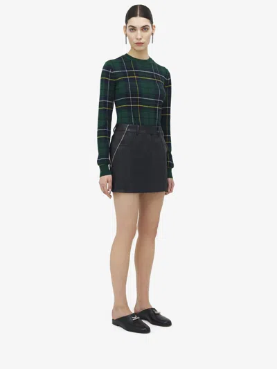 Alexander Mcqueen Zip Detail Leather Mini Skirt