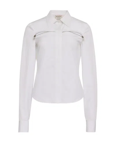 Alexander Mcqueen Zip-detail Long-sleeve Shirt In White