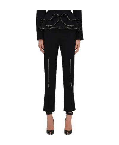 Alexander Mcqueen Zip-detail Wool Trousers In Black