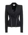 Alexander Mcqueen Zip-embellished Single-breasted Blazer In Black