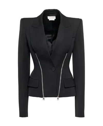 ALEXANDER MCQUEEN ALEXANDER MCQUEEN SINGLE BREASTED ZIP-DETAILED BLAZER