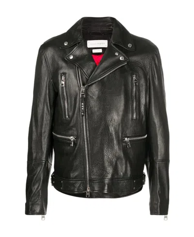 ALEXANDER MCQUEEN ALEXANDER MCQUEEN ZIPPED LEATHER BIKER JACKET
