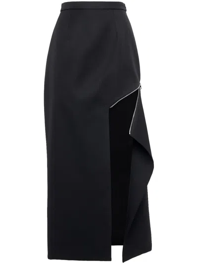 Alexander Mcqueen Zip-slash Pencil Skirt In Black