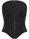 Alexander Mcqueen Curved Strapless Zip-front Bustier Top In Black