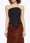 Alexander Mcqueen Curved Strapless Zip-front Bustier Top In Black