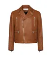 Alexander Mcqueen Essential Leather Biker Jacket In Brown
