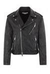 Alexander Mcqueen Leather Jacket With Belted Waist And Epaulettes In Black