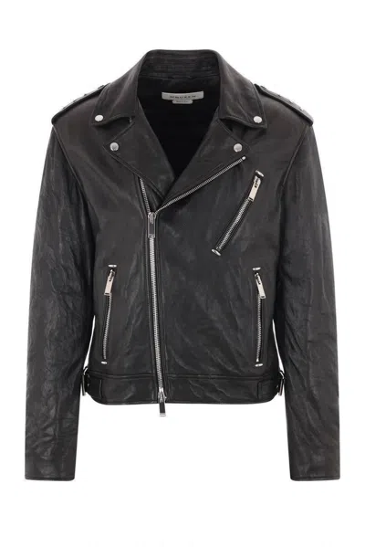 Alexander Mcqueen Piercing Leather Jacket In Black