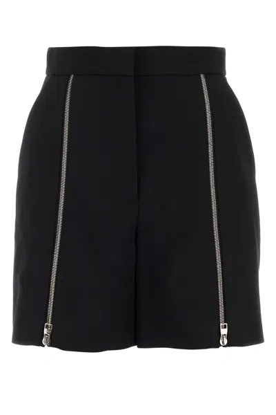 Alexander Mcqueen Zip-detail Wool Bermuda Shorts In Black