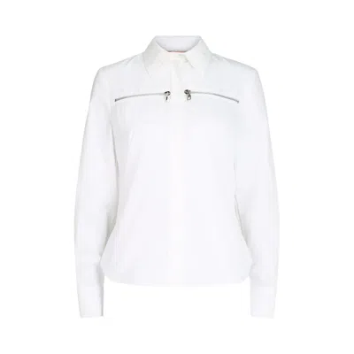 Pre-owned Alexander Mcqueen Zip-detailed Long-sleeve Shirt 'optical White' | Women's Size 42