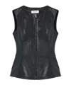 Alexander Mcqueen Sleeveless Leather Top In Black
