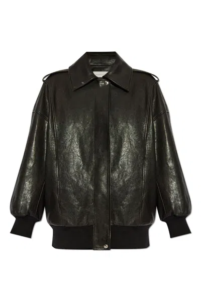 Alexander Mcqueen Zipped Leather Jacket In Black