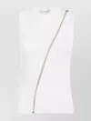 Alexander Mcqueen Zipper Crew Neck Ribbed Sleeveless Top In White