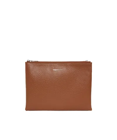 Alexander Mcqueen Zipper Wallet In Brown