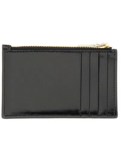 Alexander Mcqueen Zippered Calfskin Card Case In Black