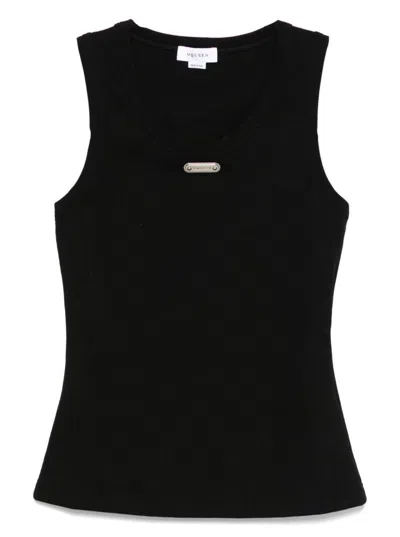 Alexander Mcqueen Black Tank Top With Logo Plaque In Black