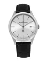 Alexander Men's Sophisticate Black Leather , Silver-tone Dial , 40mm Round Watch