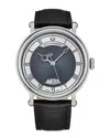 Alexander Men's Triumph Automatic Black Leather , Blue Dial , 49mm Round Watch