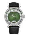 Alexander Men's Triumph Automatic Black Leather , Green Dial , 49mm Round Watch