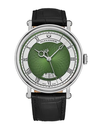 Alexander Men's Triumph Automatic Black Leather , Green Dial , 49mm Round Watch