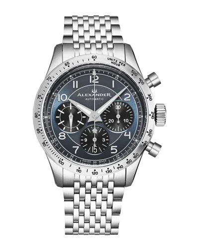 Alexander Men's Megalos Silver-tone Stainless Steel , Blue Dial , 51mm Round Watch