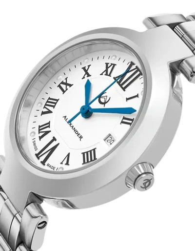 Pre-owned Alexander Monarch Niki Watch Swiss Quartz Stainless Steel Silver Watch A203b-01