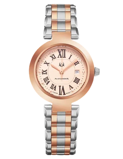 Pre-owned Alexander Monarch Niki Women's Swiss Quartz Two Tone Designer Watch A203b-04