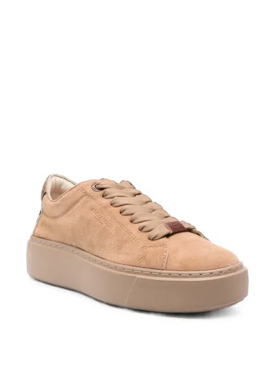Alexander Smith Croc-effect Suede Sneakers In Brown
