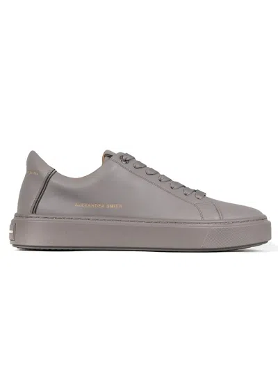 Alexander Smith Grey Cow Leather Casual Trainers With Design In Gray