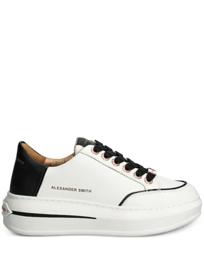 Alexander Smith Lancaster Leather Platform Sneakers In White