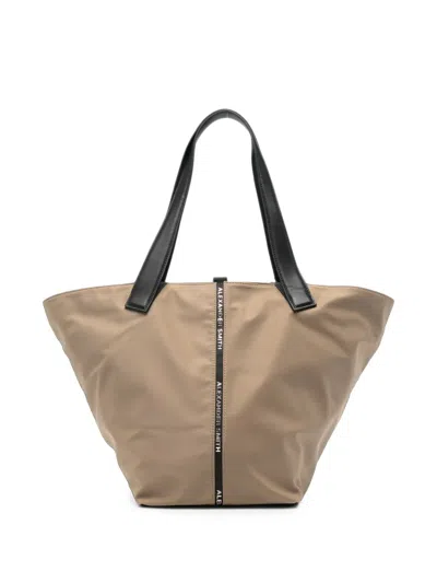 Alexander Smith Large Lauren Logo-tape Leather Tote Bag In Blue