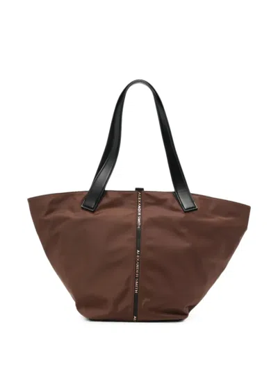 Alexander Smith Large Laurent Logo-tape Leather-trim Tote Bag In Orange