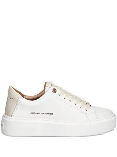 Alexander Smith London Leather Platform Sneakers In White