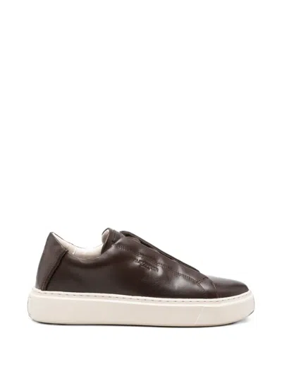 Alexander Smith London Slip-on Man Logo-debossed Leather Sneakers In Burgundy