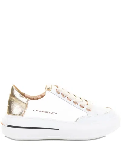 Alexander Smith Metallic-panel Leather Sneakers In White