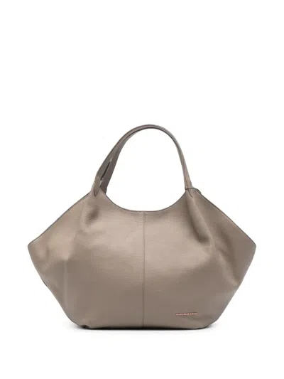 Alexander Smith Rachel Grained Leather Tote Bag In Gray