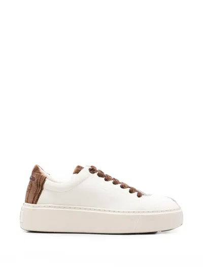 Alexander Smith Velvet-trimmed Leather Sneakers In White