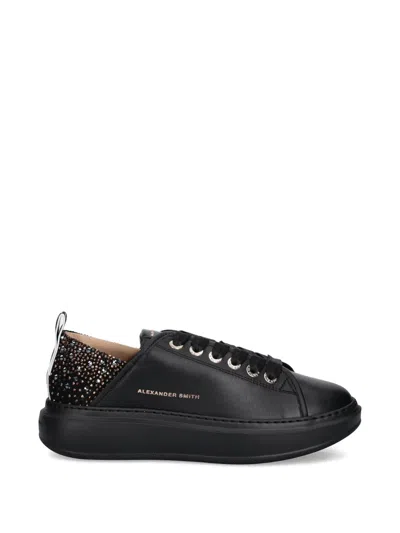 Alexander Smith Wembley Embellished Lace-up Sneakers In Black