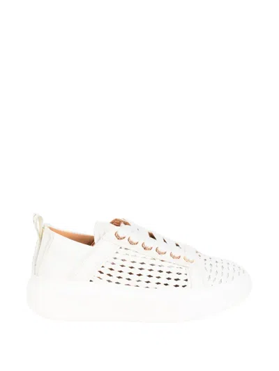 Alexander Smith Wembley Perforated Leather Sneakers In White