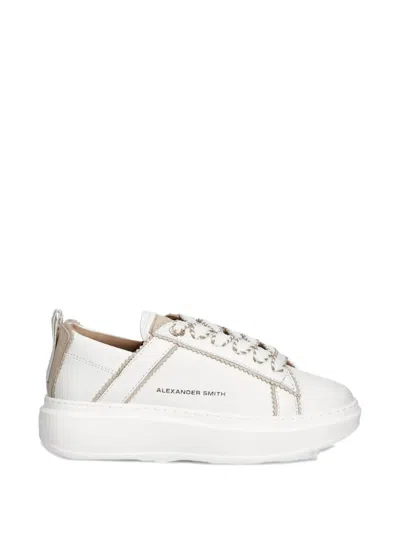 Alexander Smith Wembley Stitched-trim Sneakers In White