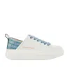 ALEXANDER SMITH WHITE ECOWEMBLEY SNEAKERS WITH LIGHT BLUE CROCODILE PRINT SPUR AND LIGHT BLUE LACES