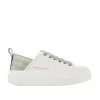ALEXANDER SMITH WHITE ECOWEMBLEY SNEAKERS WITH LIGHT GREEN CROCODILE PRINT SPUR AND GREEN LACES