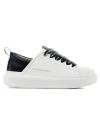 Alexander Smith White Vegan Sneakers With Black Python Printed Spur And Tongue In White