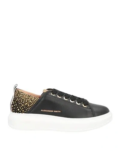 Alexander Smith Woman Sneakers Black Size 8 Leather, Textile Fibers