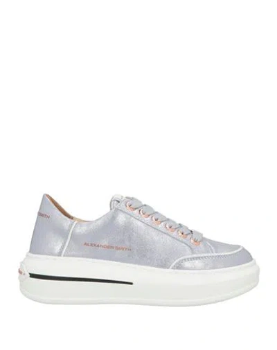 Alexander Smith Woman Sneakers Lilac Size 8 Leather, Synthetisches Material In Silver